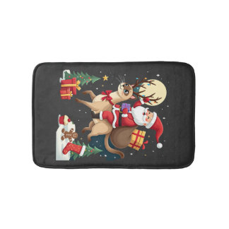 Santa Riding Reindeer Siamese Cat Christmas Tree L Badematte