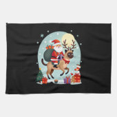 Santa Riding Reindeer Siamese Cat Christmas Tree L Geschirrtuch (Horizontal)