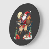 Santa Riding Reindeer Siamese Cat Christmas Tree L Große Wanduhr (Winkel)
