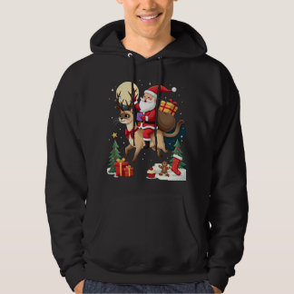 Santa Riding Reindeer Siamese Cat Christmas Tree L Hoodie