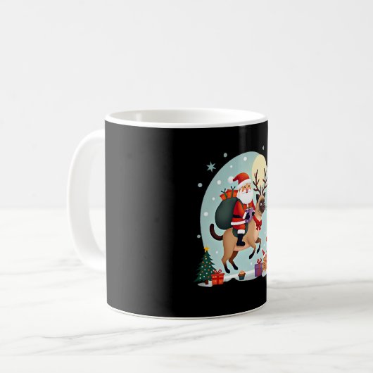 Santa Riding Reindeer Siamese Cat Christmas Tree L Kaffeetasse (Vorderseite Links)