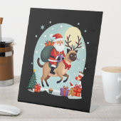 Santa Riding Reindeer Siamese Cat Christmas Tree L Sockelschild (In Situ)