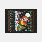 Santa Riding Reindeer Sun Conure Sweater Xmas Tree Fleecedecke (Vorderseite (Horizontal))