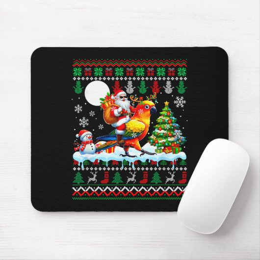 Santa Riding Reindeer Sun Conure Sweater Xmas Tree Mousepad (Mit Mouse)