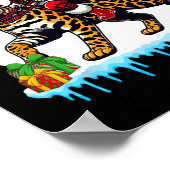 Santa Riding Rentier Bengalisch Cat Weihnachtsbesi Poster (Ecke)