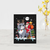 Santa Riding Rentier British Shorthair Xmas Tree Karte (Gelbe Blume)
