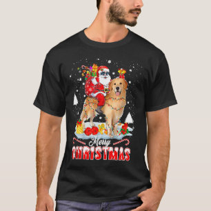 Santa Riding Rentier Golden Retriever 329 T-Shirt