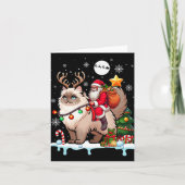 Santa Riding Rentier Himalayan Cat Xmas Tree Cola Karte (Vorderseite)