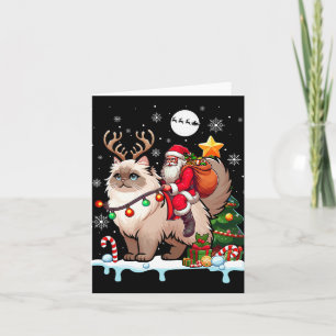 Santa Riding Rentier Himalayan Cat Xmas Tree Cola Karte