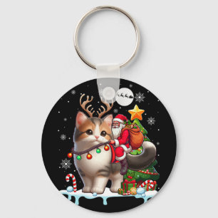 Santa Riding Rentier Munchkin Katze Weihnachtsbaum Schlüsselanhänger
