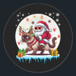 Santa Riding Rentier Siamese Cat Christmas Eigentü Runder Aufkleber<br><div class="desc">Santa Riding Rentier Siamese Katze Weihnachtsbesitzer Kleinkind</div>