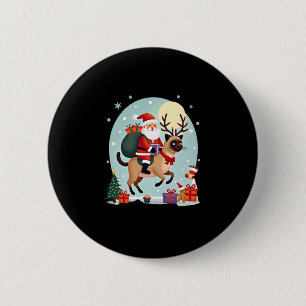 Santa Riding Rentier Siamese Weihnachtsbaum L Button