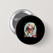 Santa Riding Rentier Siamese Weihnachtsbaum L Button (Vorne & Hinten)