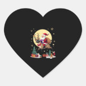 Santa Riding Rentier Siamese Weihnachtsbaum L Herz-Aufkleber (Vorderseite)