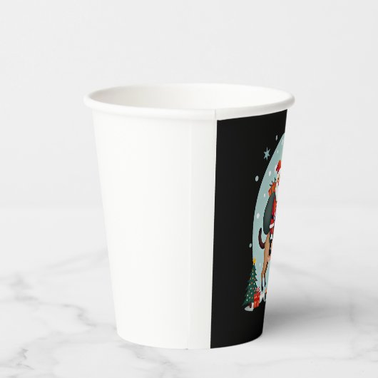 Santa Riding Rentier Siamese Weihnachtsbaum L Pappbecher (Rechts)