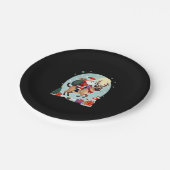 Santa Riding Rentier Siamese Weihnachtsbaum L Pappteller (Schrägansicht)