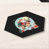 Santa Riding Rentier Siamese Weihnachtsbaum L Untersetzer (angewinkelt)