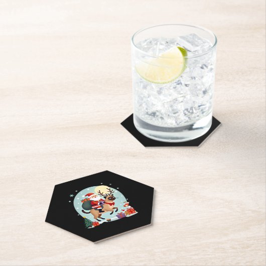 Santa Riding Rentier Siamese Weihnachtsbaum L Untersetzer (Vor Ort)