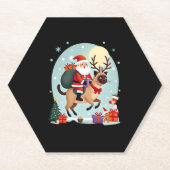 Santa Riding Rentier Siamese Weihnachtsbaum L Untersetzer (Vorderseite)