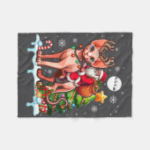 Santa Riding Rentier Sphynx Cat Xmas Tree Colorfu Fleecedecke (Vorderseite (Horizontal))