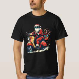 Santa Riding Retro Scooter T-Shirt