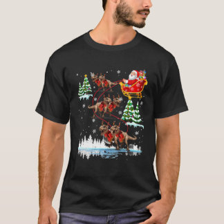 Santa Riding Rex Dino Rentier Frohe Weihnachten T-Shirt