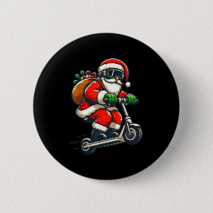 Santa Riding Scooter Weihnachts-Pajama für Kleinki Button