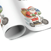 Santa Riding Scooter Weihnachtsmatte Geschenkpapier (Rolleneckpunkt)