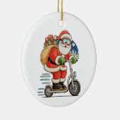 Santa Riding Scooter Weihnachtsmatte Keramik Ornament (Rechts)