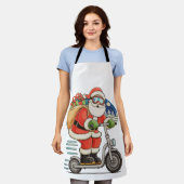 Santa Riding Scooter Weihnachtsmatte Schürze (Getragen)