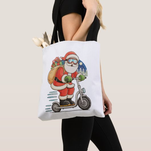 Santa Riding Scooter Weihnachtsmatte Tasche (Von Nahem)