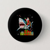 Santa Riding Shark Christmas Pajama Cute Ocean Ani Button (Vorderseite)