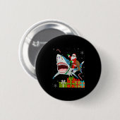 Santa Riding Shark Christmas Pajama Cute Ocean Ani Button (Vorne & Hinten)