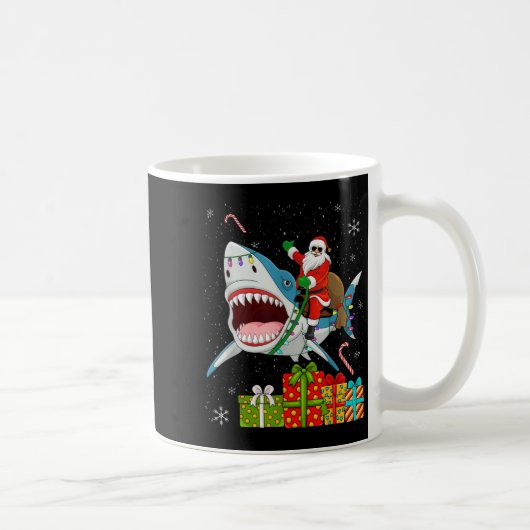 Santa Riding Shark Christmas Pajama Cute Ocean Ani Kaffeetasse (Rechts)