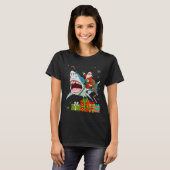 Santa Riding Shark Christmas Pajama Cute Ocean Ani T-Shirt (Vorne ganz)