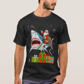 Santa Riding Shark Christmas Pajama Cute Ocean Ani T-Shirt (Vorderseite)