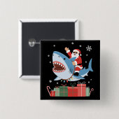 Santa Riding Shark Christmas Pajama Cute Ocean Button (Vorne & Hinten)