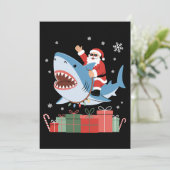 Santa Riding Shark Christmas Pajama Cute Ocean Einladung (Stehend Vorderseite)