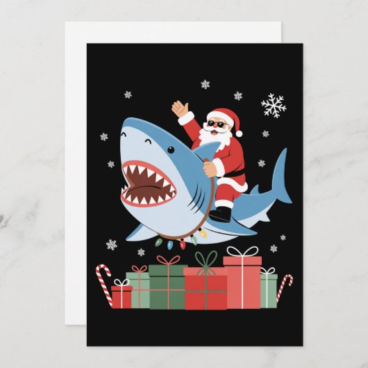 Santa Riding Shark Christmas Pajama Cute Ocean Einladung (Vorne/Hinten)