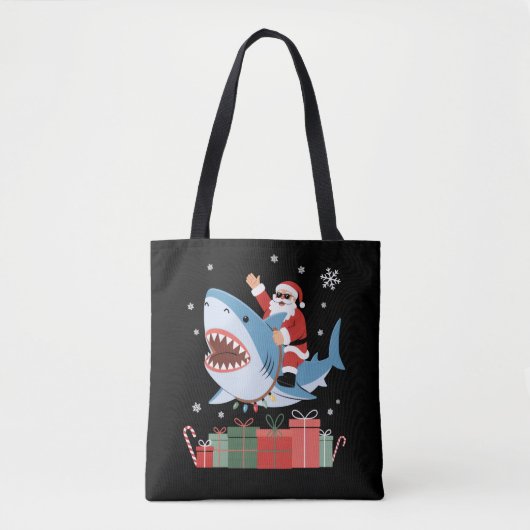 Santa Riding Shark Christmas Pajama Cute Ocean Tasche (Vorderseite)