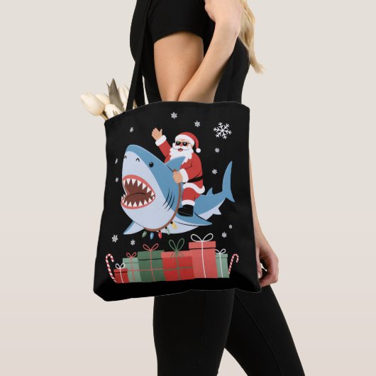 Santa Riding Shark Christmas Pajama Cute Ocean Tasche (Von Nahem)