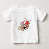 Santa Riding Sleigh mit Moo Deng Baby Hippo Baby T-shirt (Vorderseite)