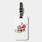 Santa Riding Sleigh mit Moo Deng Baby Hippo Gepäckanhänger (Vorderseite vertikal)