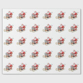 Santa Riding Sleigh mit Moo Deng Baby Hippo Geschenkpapier (Flach)