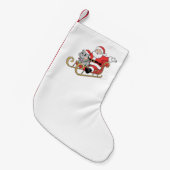 Santa Riding Sleigh mit Moo Deng Baby Hippo Kleiner Weihnachtsstrumpf (Vorderansicht (hängend))