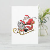 Santa Riding Sleigh mit Moo Deng Baby Hippo Save The Date (Stehend Vorderseite)