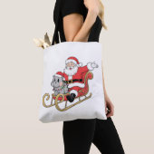 Santa Riding Sleigh mit Moo Deng Baby Hippo Tasche (Von Nahem)