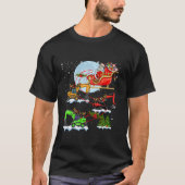 Santa Riding Sleigh Reindeer Excavator Christmas T T-Shirt (Vorderseite)
