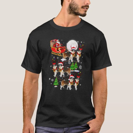 Santa Riding St Bernard Sleigh Christmas Santa Rei T-Shirt (Vorderseite)