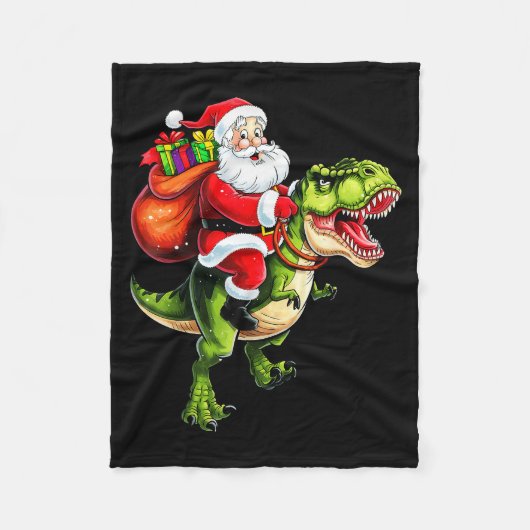 Santa Riding T Rex Christmas Funny Xmas Kids Boys  Fleecedecke (Vorderseite)